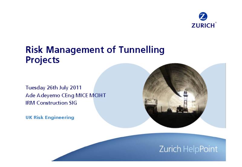 Risk Management of Tunnelling Projects - A. Adeyemo (IRM, 2011)